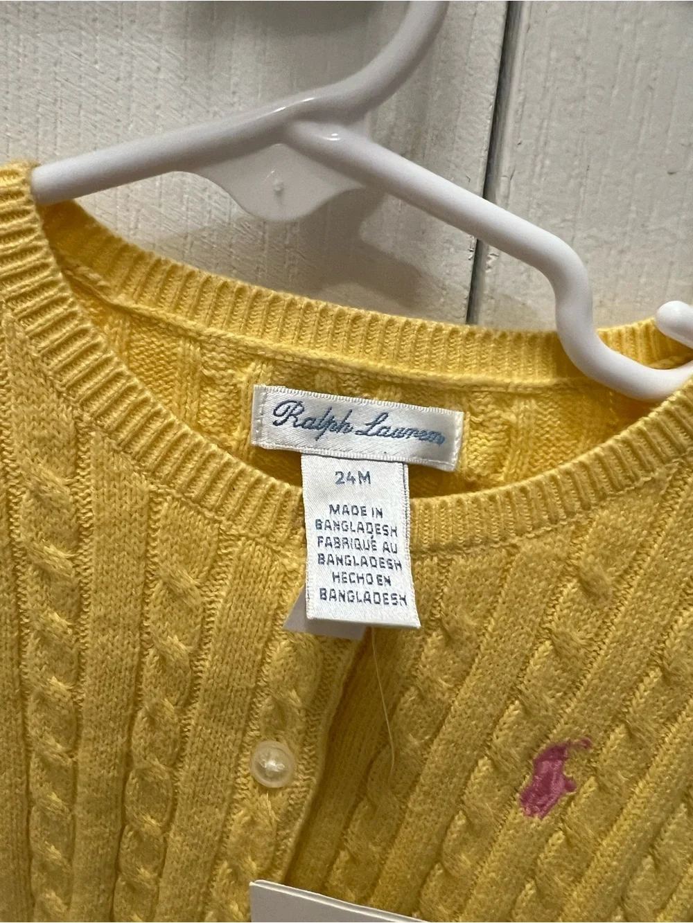 Ralph Lauren Yellow Cable-Knit Baby Cardigan NWT